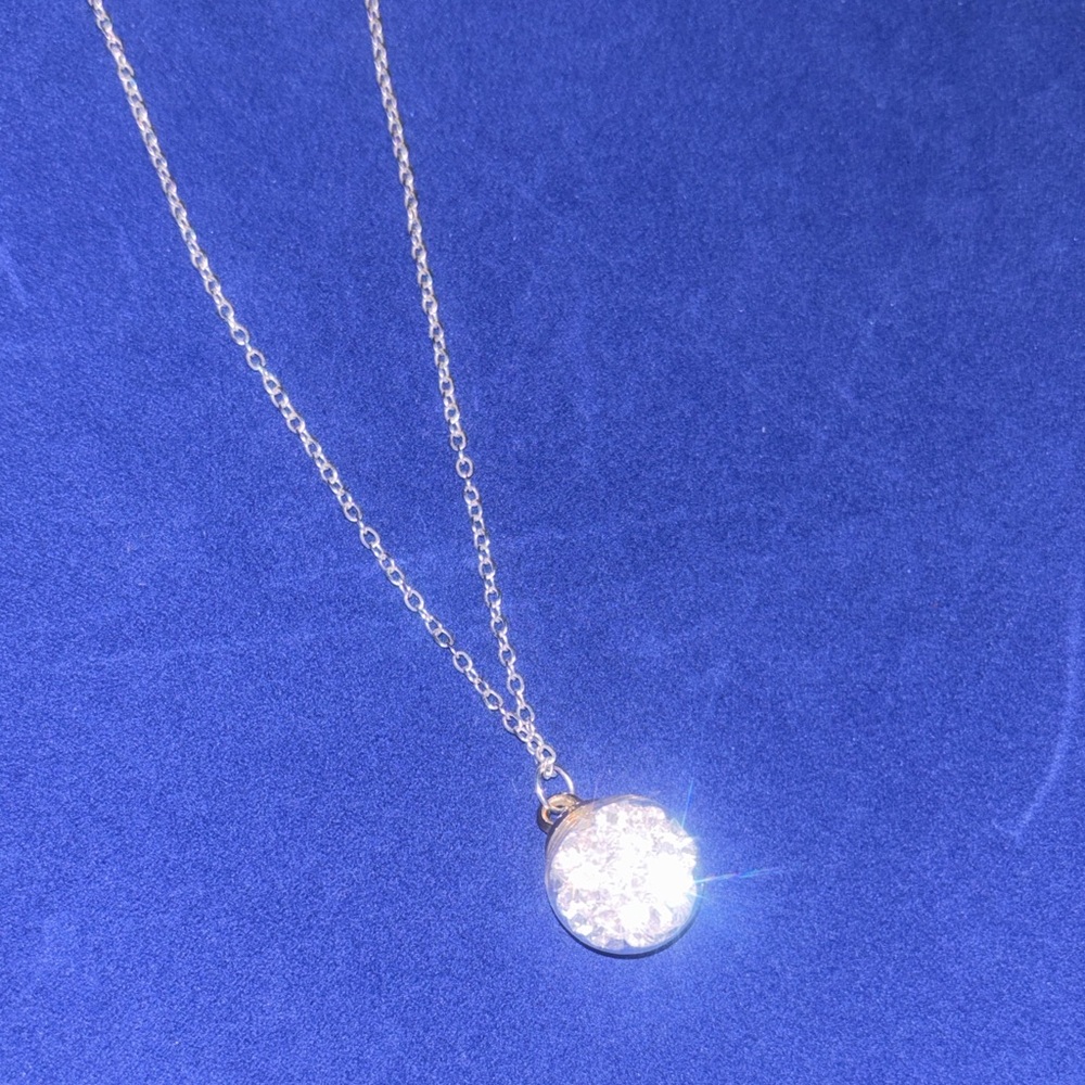 Hand Crafted Silver Crystal Round Pendant Necklace